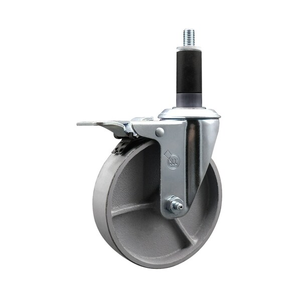 Service Caster 5'' Semi Steel Swivel 1-1/8'' Expanding Stem Caster Total Lock Brake SCC-EXTTL20S514-SSS-118 - main
